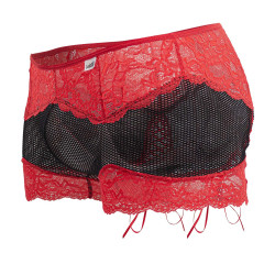 CandyMan Boxer Dentelle Hymen Rouge et Noir